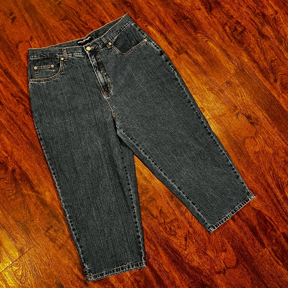 Vintage Halston cropped denim jeans size 16